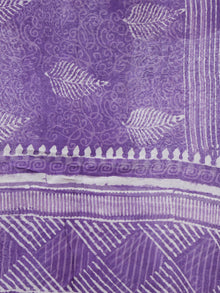 Purple White Chanderi Hand Black Printed & Hand Painted Dupatta - D04170283