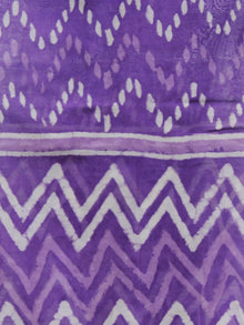 Purple White Chanderi Hand Black Printed & Hand Painted Dupatta - D04170289