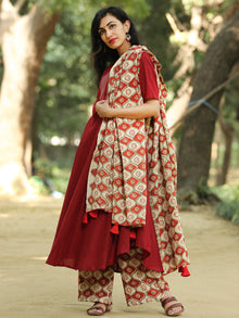 Classy Block And Plain -  Hand Block Printed Kurta Set With Dupatta - SS01F1372