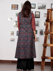 Red Indigo Black Ajrakh Hand Block Printed Kurta  - K68BP0143