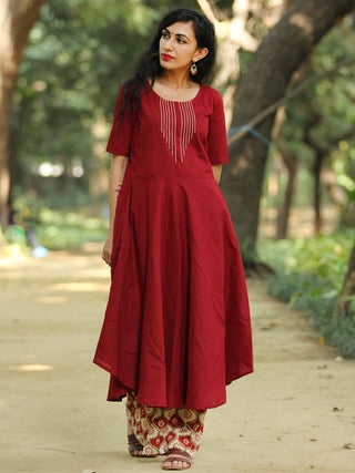 Classy Block And Plain -  Hand Block Printed Kurta Set With Dupatta - SS01F1372