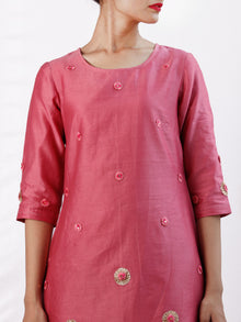 Sparkly Celebrations - Onion Pink Chanderi  Kurta & Pants Sets  - Set of 2  - SS01F057