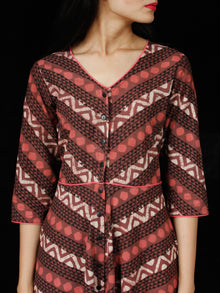 SYMMETRICALLY ASYMMETRIC -  Hand Block Printed Long Cotton Dress With Front Opening  - D79F1733