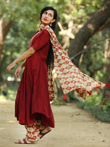Classy Block And Plain -  Hand Block Printed Kurta Set With Dupatta - SS01F1372