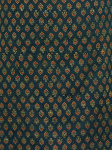 Green Black Yellow Orange Ajrakh Hand Block Printed Kurta With Front Slit - K61BP066