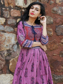 Naaz Lavender Chorus - Hand Block Printed Long Cotton Tier Dress - DS69F001