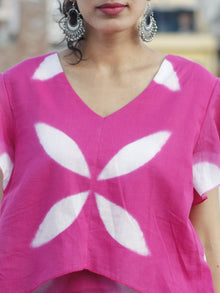 Naaz Dark Pink White Tie Dye Calf Length Dress With Ruffle Sleeves - DS20F001