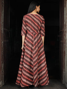SYMMETRICALLY ASYMMETRIC -  Hand Block Printed Long Cotton Dress With Front Opening  - D79F1733