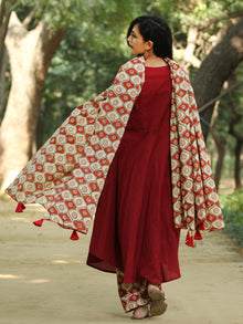 Classy Block And Plain -  Hand Block Printed Kurta Set With Dupatta - SS01F1372