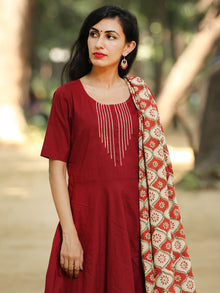 Classy Block And Plain -  Hand Block Printed Kurta Set With Dupatta - SS01F1372