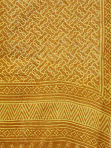 Golden Yellow White Chanderi Hand Black Printed & Hand Painted Dupatta - D04170293