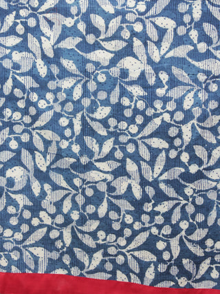 Indigo Ivory Black Red Long Sleeveless Hand Block Printed Cotton Dress With Knife Pleats & Side Pockets - D46F607