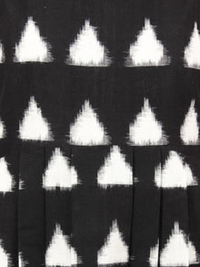 Black Ivory Long Sleeveless Handwoven Double Ikat Dress With Knife Pleats & Side Pockets - D32F828