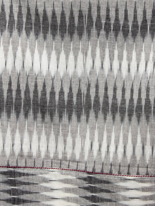 Grey Ivory Handwoven Ikat Cotton Sleeveless Dress With Princess Line & Side Pockets - D61F718