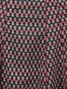 Black Red Ivory Hand Block Printed Princess Line Stand Collar Dress - D40F893