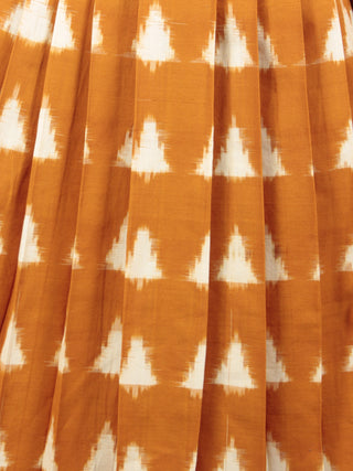 Mustard Ivory Handwoven Ikat Pleated Sleeveless Side Pockets Dress  - D65F758