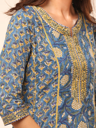 Megha Parinda Set Of A Line Kurta Pant Kota Dupatta