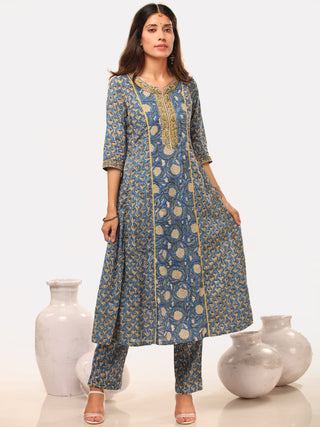 Megha Parinda Set Of A Line Kurta Pant Kota Dupatta
