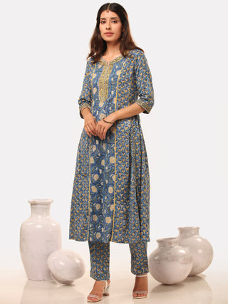 Megha Parinda Set Of A Line Kurta Pant Kota Dupatta
