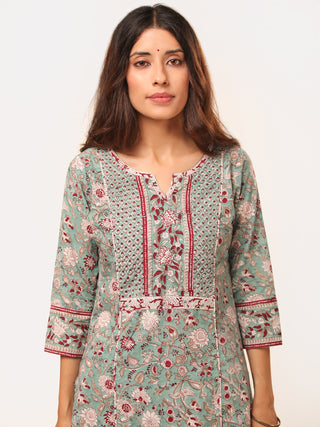 Fiza Pari Set Of Straight Kurta Pant Dupatta