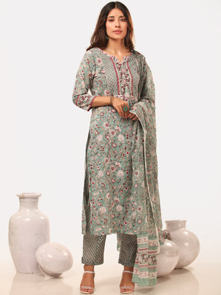 Fiza Pari Set Of Straight Kurta Pant Dupatta