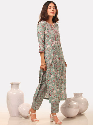 Fiza Pari Set Of Straight Kurta Pant Dupatta