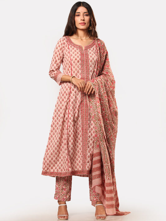 Fiza Bahaar Set Of Flared Kurta Pants Dupatta