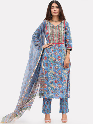 Megha Rivaaz Set Of Kurta Pant Kota Dupatta