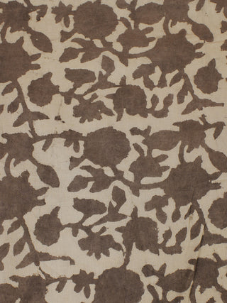 Beige Ivory Hand Block Printed Cotton Cambric Fabric Per Meter - F0916120