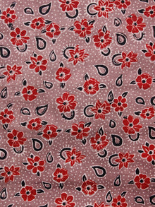 Light Brown Red Black Ajrakh Hand Block Printed Cotton Fabric Per Meter - F003F1575