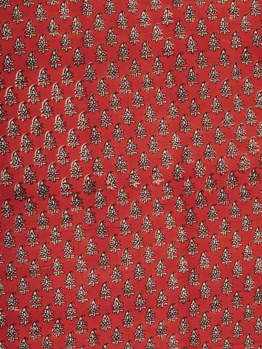 Rustic Red Hand Block Printed Cotton Fabric Per Meter - F001F2438
