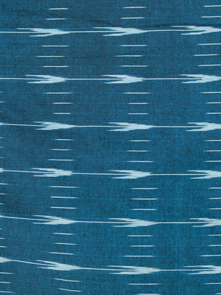 Indigo Ivory Hand Woven Ikat Handloom Cotton Fabric Per Meter - F002F1947