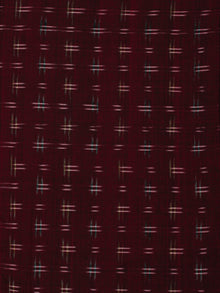 Maroon Green Ivory Pochampally Hand Weaved Double Ikat Fabric Per Meter - F002F794