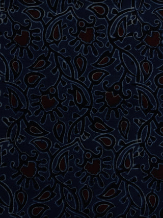 Indigo Maroon Ivory Ajrakh Hand Block Printed Cotton Blouse Fabric - BPA001