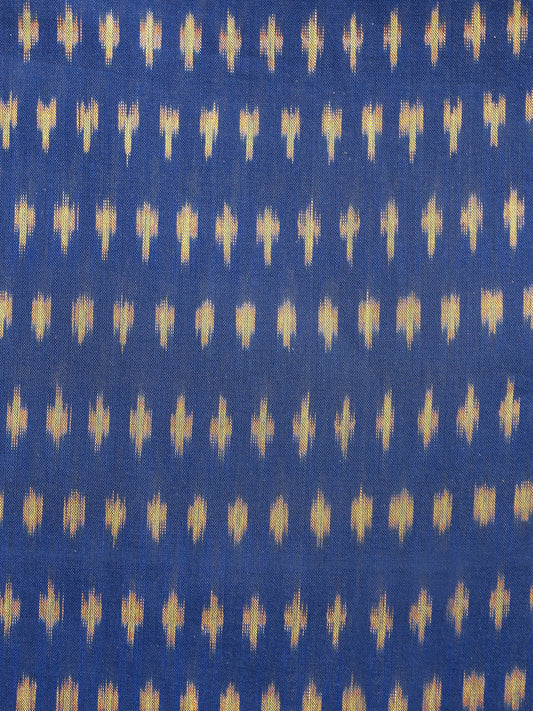 Royal Blue Mustard Pochampally Hand Weaved Ikat Mercerised Cotton Fabric Per Meter - F002F1859
