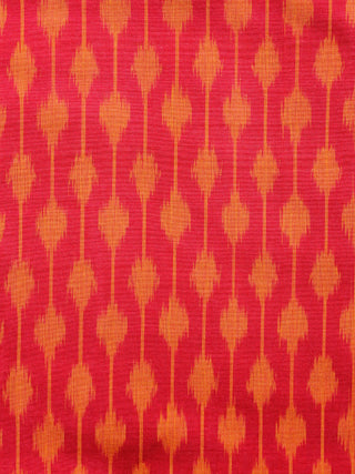 Red Orange Pochampally Hand  Weaved Ikat Mercerised  Fabric Per Meter - F002F1402