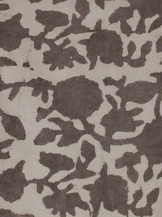 Beige Ivory Hand Block Printed Cotton Cambric Fabric Per Meter - F0916120