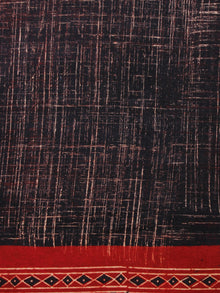 Brown Red Black Ajrakh Printed Cotton Fabric Per Meter - F003F1571
