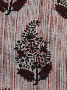 Beige Maroon Black Hand Painted & Hand Block Printed Cotton Fabric Per Meter - F001F1156
