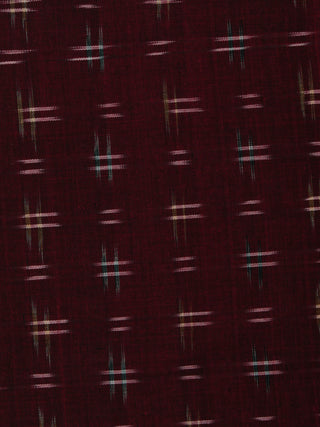Maroon Green Ivory Pochampally Hand Weaved Double Ikat Fabric Per Meter - F002F794