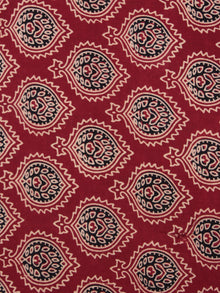 Maroon Black Beige Ajrakh Block Printed Cotton Fabric Per Meter - F003F862