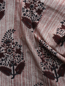 Beige Maroon Black Hand Painted & Hand Block Printed Cotton Fabric Per Meter - F001F1156