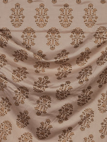 Beige Golden Black Block Printed Cotton Fabric Per Meter - F001F2399