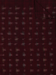 Maroon Green Ivory Pochampally Hand Weaved Double Ikat Fabric Per Meter - F002F794