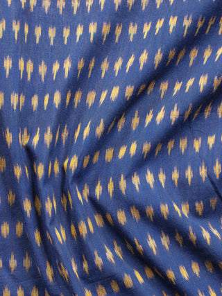 Royal Blue Mustard Pochampally Hand Weaved Ikat Mercerised Cotton Fabric Per Meter - F002F1859