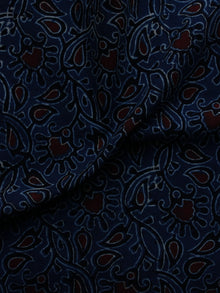 Indigo Maroon Ivory Ajrakh Hand Block Printed Cotton Blouse Fabric - BPA001