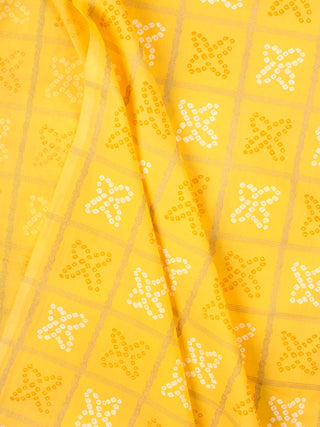 Yellow White Printed Cotton Fabric Per Meter - F001F2204