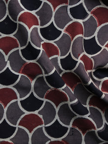 Brown Black Maroon Ajrakh Printed Cotton Fabric Per Meter - F003F1157
