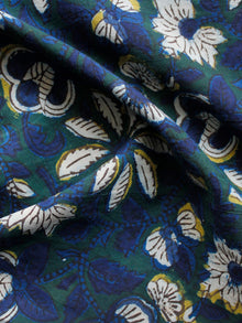 Green Indigo Ivory Hand Block Printed Cotton Fabric Per Meter - F001F1331