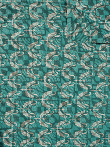 Teal Blue Green Ivory Beige Hand Block Printed Cotton Fabric Per Meter - F001F768